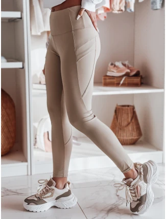 Dámské legíny s vysokým pasem FLEXION beige FashionStreet UY2337