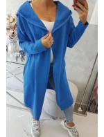 Dlouhý kabát s kapucí chrpově modrý