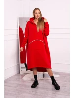 Zateplené šaty s kapucí červené