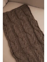 Dámský klasický vlněný šátek s copánkovým vzorem KN22 mocca