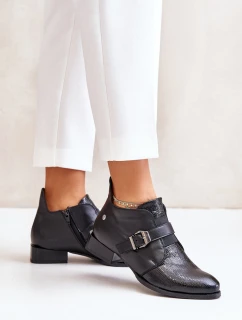 Kožené Nízké Boty Na Zip Maciejka 06692-01 Černé