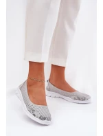 Kožené perforované baleríny Vinceza 95323 šedé