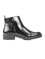 Designové dámské kotníčkové boty černé na plochém podpatku Designové dámské kotníčkové boty černé na plochém podpatku