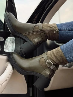 Dámské boty NOIRSTEP na podpatku zelené FashionStreet ZY0525