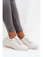 Kožené dámské polobotky Vinceza 41493 Bílé