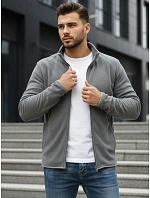 Pánská světle šedá mikina na zip FashionStreet BX4773