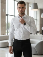 Pánská bílá vzorovaná košile slim fit FashionStreet DX2697