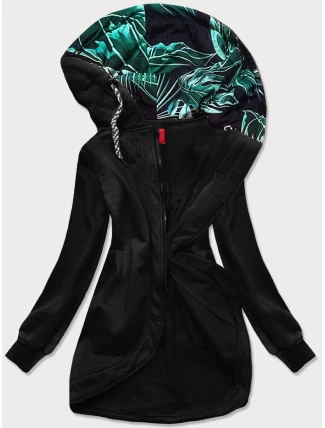 Černá dlouhá dámská rozepínací mikina (AMG815)