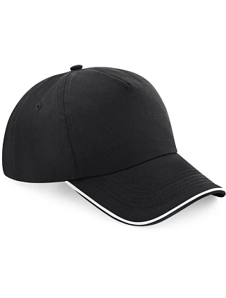 Beechfield B 25C 5 panelová kšiltovka "Authentic Piped Peak" 53.025C black/white