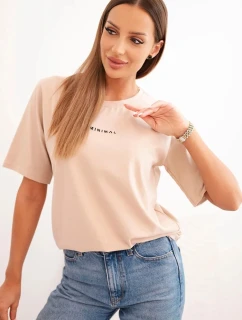 Dámská bavlněná blůza s potiskem Minimal béžová