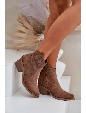 Kozačky Na Zip Eko Velurové Prodyšné HY51-061 S.Barski Hnědé