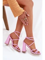 Dámské sandály na podpatku s pásky růžové Ciarilora Dámské sandály na podpatku s pásky růžové Ciarilora