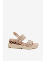 Kožené semišové sandály s ozdobou D&A CR61-3067 Béžové