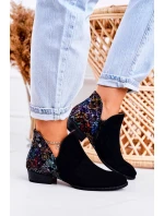 Dámské Kožené Boty Maciejka černé S Květinami 04091-57