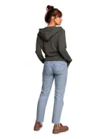 B246 Zavinovací svetr s kapucí - černý