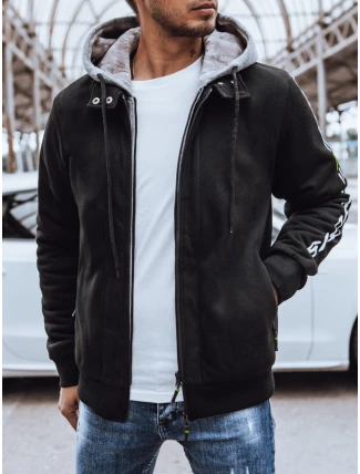 Pánská zateplená mikina s potiskem černá FashionStreet BX5613