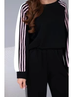 Dámský máslový komplet s lampasem a elastickým lemem černý