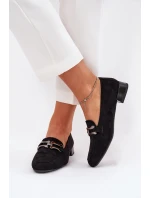 Mokasíny S Ozdobou Na Jemném Podpatku Eko Semišové Černé Pillitha