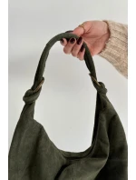 Kabelka Z Přírodního Semiše Tmavě Zelená Floriah