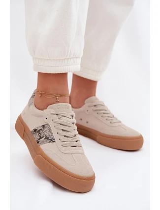 Dámské tenisky s vložkami z hadí kůže Big Star TT274299 šedé