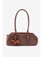 Kabelka z imitace semiše s přívěskem Dalmatin Tmavě béžová Noely