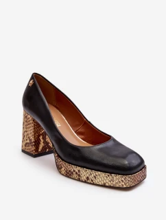 Modní Kožené Lodičky Laura Messi 2599 Černé