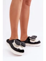 Futrzane Pantofle S Mašlí Černé Grilis Futrzane Pantofle S Mašlí Černé Grilis