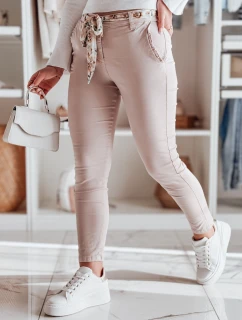 Dámské látkové chinos kalhoty s páskem ROSSALI světle růžové FashionStreet UY2530