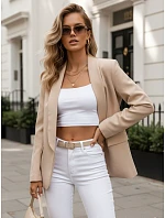 Dámské elegantní sako rozepínací béžové FashionStreet PY0147 Dámské elegantní sako rozepínací béžové FashionStreet PY0147