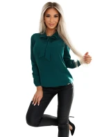 140-24 Služební halenka s dlouhým rukávem a zavazováním vpředu - ZELENÁ