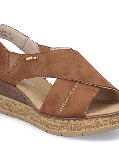 Pohodlné dámské sandály na platformě hnědé Rieker 63782-24