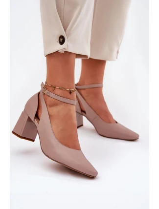 Kožené Lodičky Na Podpatku Maciejka K6816-04 Béžové Kožené Lodičky Na Podpatku Maciejka K6816-04 Béžové
