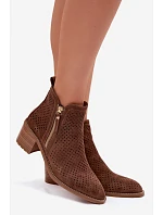Dámské perforované kotníkové boty Vinceza 58621 Hnědé