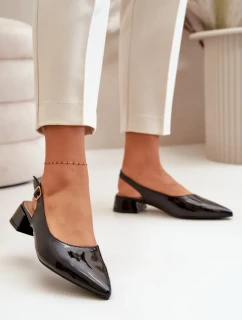 Lakované baleríny na nízkém podpatku se špičatými nosy černé Anarinne