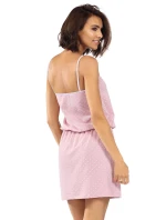 Dámské noční košile P1523 Pudrově růžová s bílou vzor - Lorin