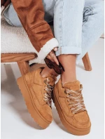 Dámské tenisky s kožešinou na platformě camel FashionStreet ZY1068