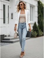 Dámské klasické sako s volánkovými rukávy ecru FashionStreet PY0136 Dámské klasické sako s volánkovými rukávy ecru FashionStreet PY0136