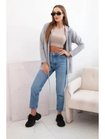 Dámská mikina s kapucí a šňůrkou dole šedá