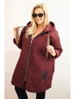 Dámská bunda Plus Size prošívaná s kapucí a nápisem HOPE švestková