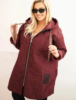 Dámská bunda Plus Size prošívaná s kapucí a nápisem HOPE švestková