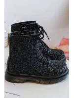 Dětské Brokatové Botky Oceněné Se Zipem Černé Saussa