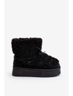 Dámské zavazovací sněžky s hrubou podrážkou černé Loso