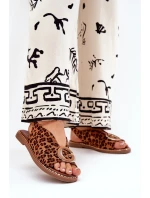 Ploché Sandály S Dekorací Pantera Hnědé Haliones Ploché Sandály S Dekorací Pantera Hnědé Haliones