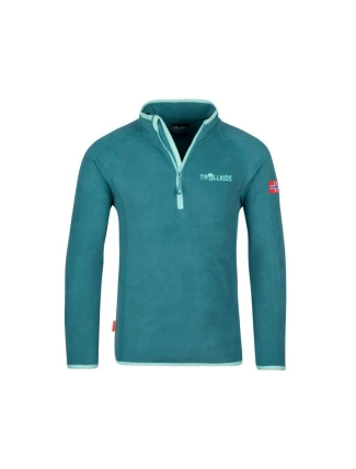 Fleecová mikina pro holky/chlapce se zipem Trollkids Kids Nordland Half Zip zelená (707-332)