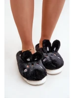 Kožešinové Pantofle S Motivem Králíčka Černé Natasha