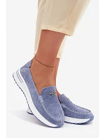 Dámské mokasíny z přírodního semiše modré Demela