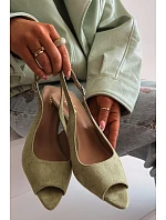 Dámské sandály na jehlovém podpatku Eko semiš zelené Sevina