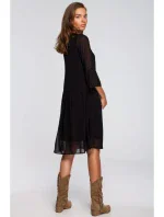 S236 Jednoduché šifonové šaty - černé