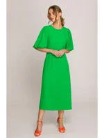 S399 Šaty s puff rukávy - zelené S399 Šaty s puff rukávy - zelené