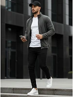Pánská tmavě šedá mikina na zip FashionStreet BX4772